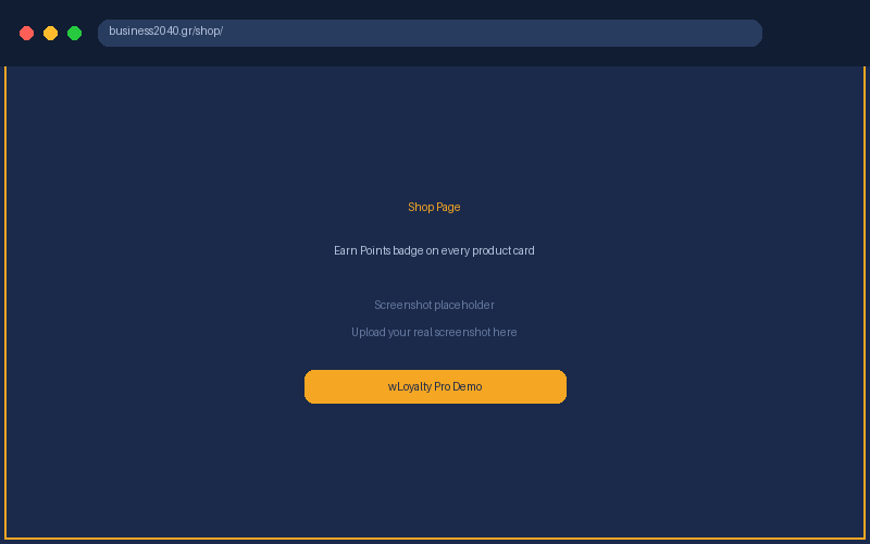 Shop page with earn points badge on product cards